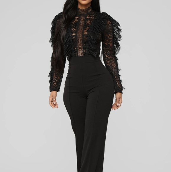 ***SOLD***Black see through lace bodycon jumpsuit - Picture 1 of 5